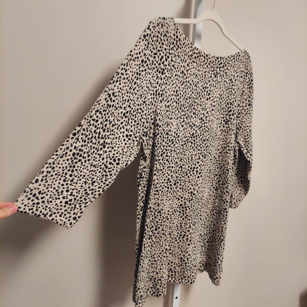 J.‎ Jill Womens 2X Spotted Boatneck Sweater Tan Black 3/4 Sleeve Minimal Office